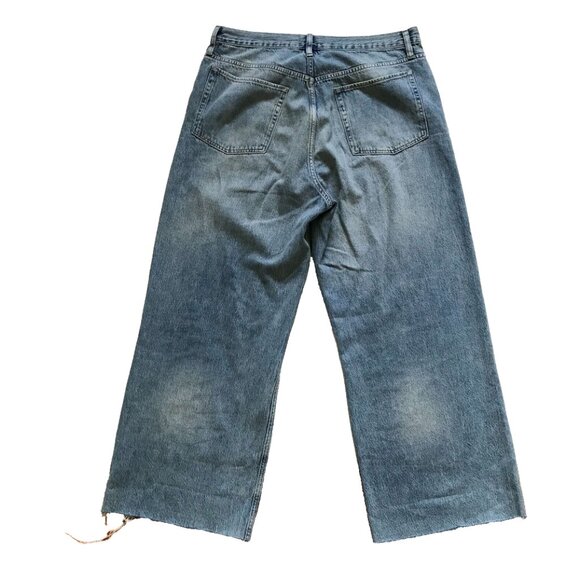 Frame Le Low Baggy Wide Leg Jeans Womens 32 Blue Relaxed Fit Button Fly Y2K Boho - Picture 12 of 14